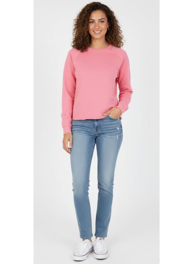 U.S Apparel Women’s Pink Casual Long Sleeve Crew Neck Top – Classic Everyday Pullover Sweatshirt - Image 2