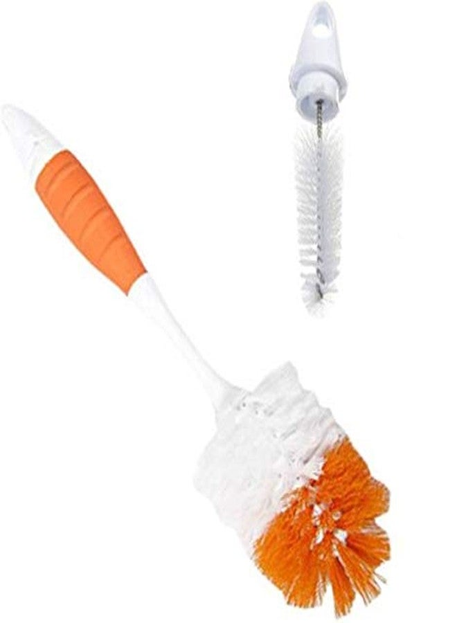Gilli Shopee Rotary Feeding Bottle Brush with Nipple Brush 360 Degrees ROTATIONAL Freedom for Cleaning Your Baby Feeding Milk Bottles Thick BRISTLED for Good (Orange) - Image 3