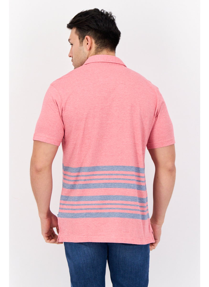NAUTICA Men Regular Fit Embroidered Logo Short Sleeves Casual Short, Pink/Grey  - Image 3