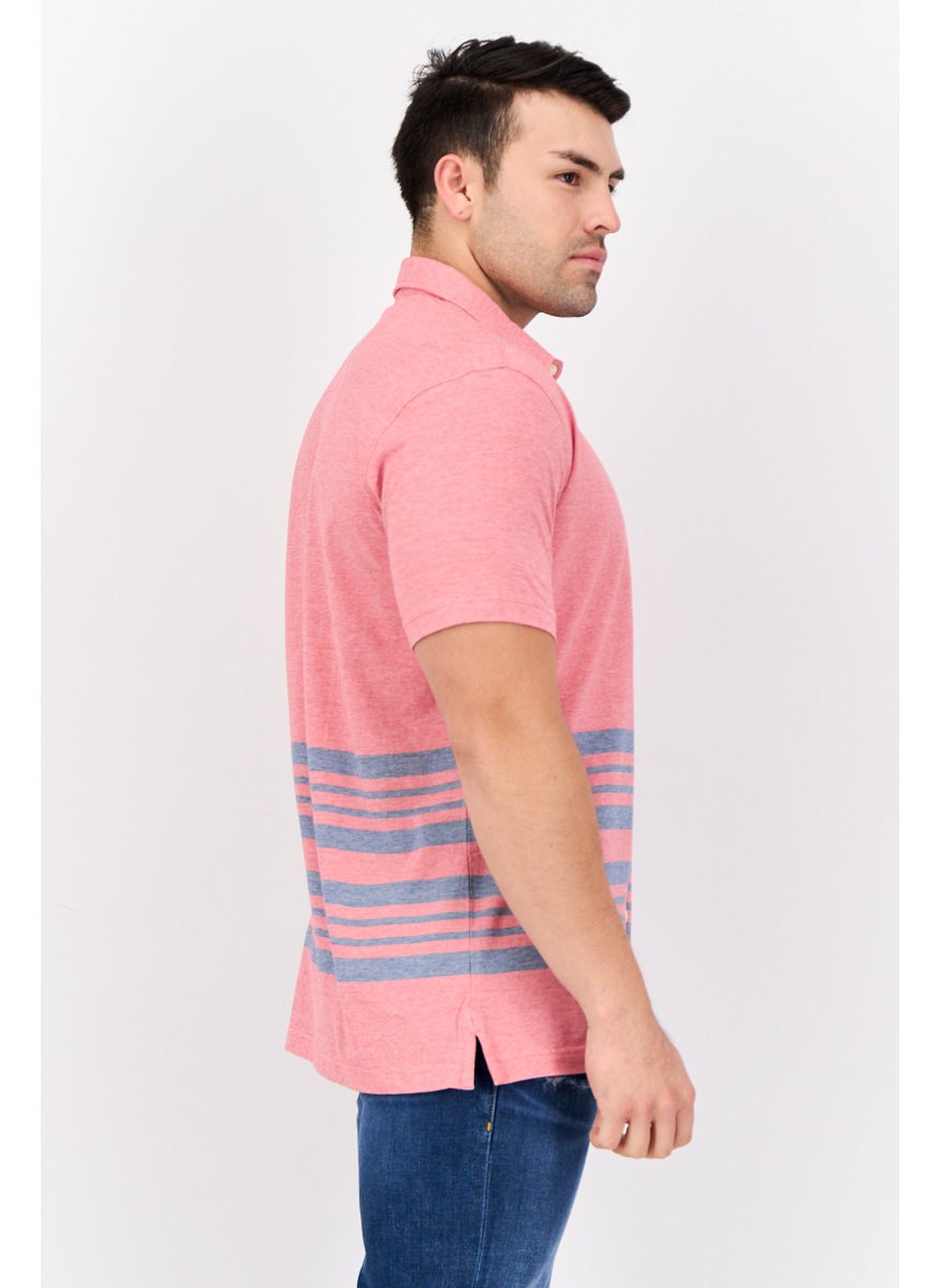 NAUTICA Men Regular Fit Embroidered Logo Short Sleeves Casual Short, Pink/Grey  - Image 2
