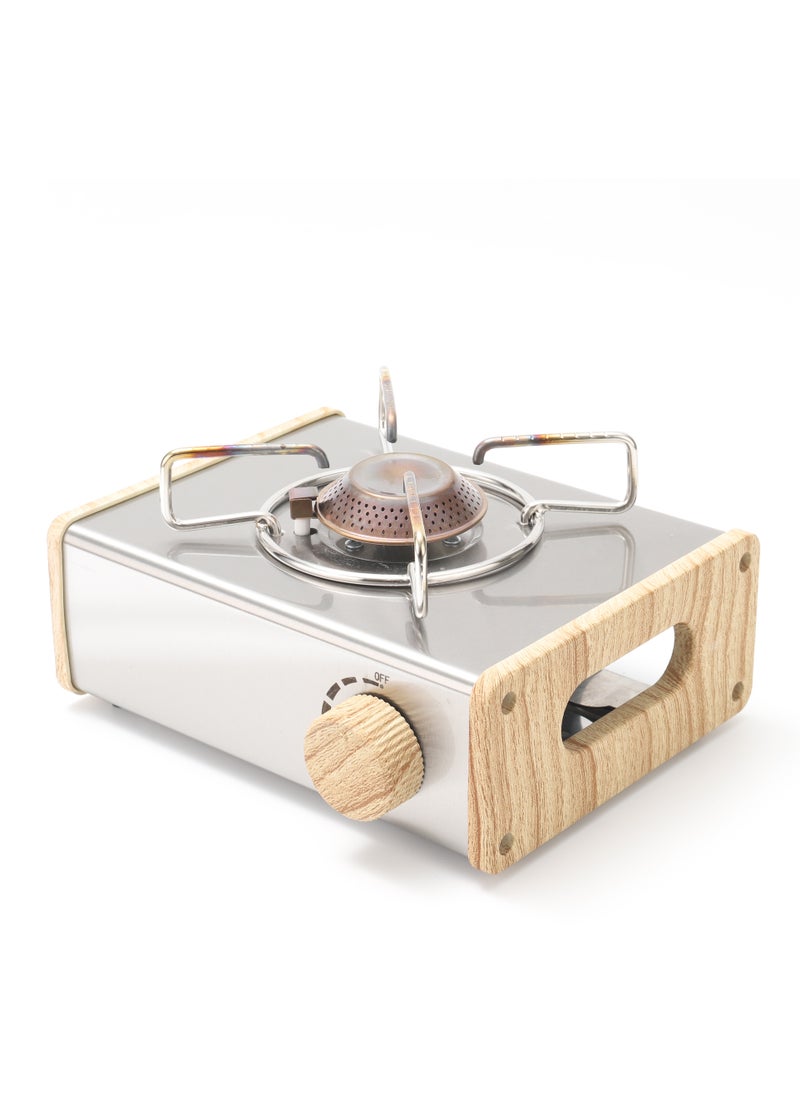 porodo - Camping Portable Single Burner Gas Stove with High Combustion 2800W Power and 4 Flame Adjustment / Electric Ignition / for Outdoor and Travel - Light Brown - Image 1