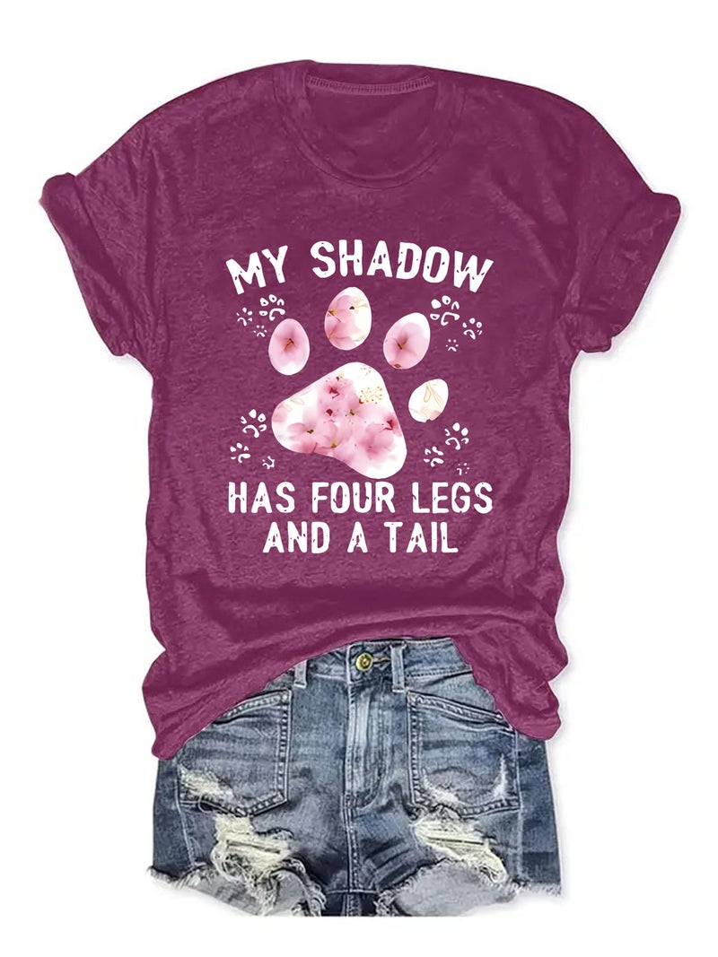 Summer Women's Flower Footprint Pattern Printing Round Neck Short Sleeve Casual Fashion Explosions T-shirt - Image 2