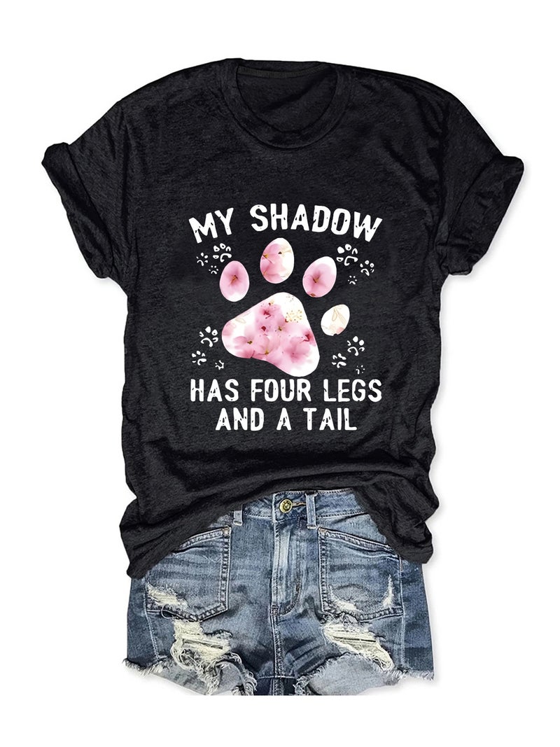 Summer Women's Flower Footprint Pattern Printing Round Neck Short Sleeve Casual Fashion Explosions T-shirt - Image 4