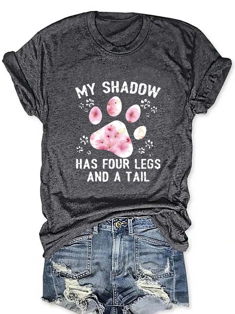 Summer Women's Flower Footprint Pattern Printing Round Neck Short Sleeve Casual Fashion Explosions T-shirt - Image 1