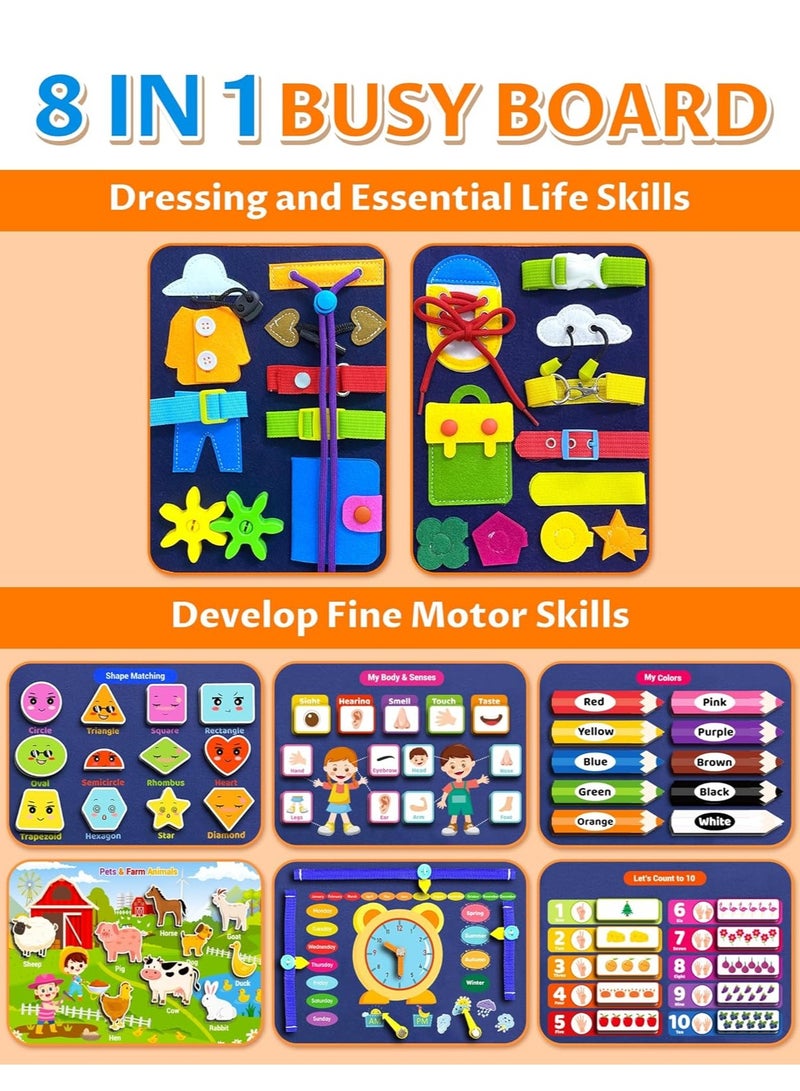 ألواح مشغولة ألعاب مونتيسوري للأطفال من 1 إلى 3 سنوات هدايا عيد الميلاد للأولاد والبنات، ألعاب حسية للسفر للأطفال الصغار من 1-3، أنشطة تعليمية للألعاب للأطفال من 1-2، 2-4 أولاد - Image 3
