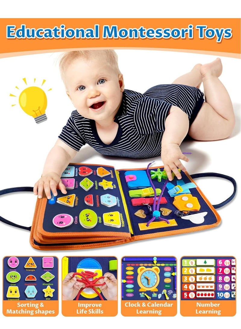 ألواح مشغولة ألعاب مونتيسوري للأطفال من 1 إلى 3 سنوات هدايا عيد الميلاد للأولاد والبنات، ألعاب حسية للسفر للأطفال الصغار من 1-3، أنشطة تعليمية للألعاب للأطفال من 1-2، 2-4 أولاد - Image 4