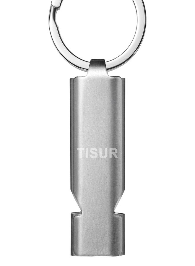 TISUR Loud Emergency Whistles,130db+ Lifeguard Safety Whistle Keychain for Surviva Camping Hiking dog whistle, Stainless (1-pack), S - Image 1