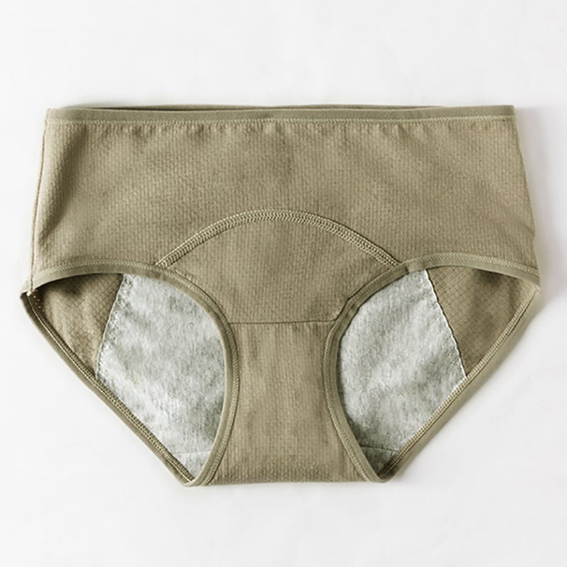 Womens Leakproof Menstrual Panties Breathable Cotton Khakis (Army Green) 