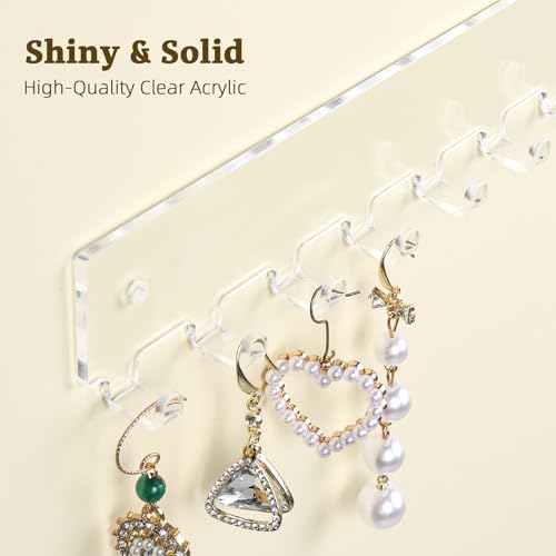 milylove Acrylic Necklace Holder 2 Pack Wall Mounted Necklace Organizer Hanging Jewelry Organizer with 12 Hooks for Necklaces, Bracelets, Rings and Bangles Display - Image 3