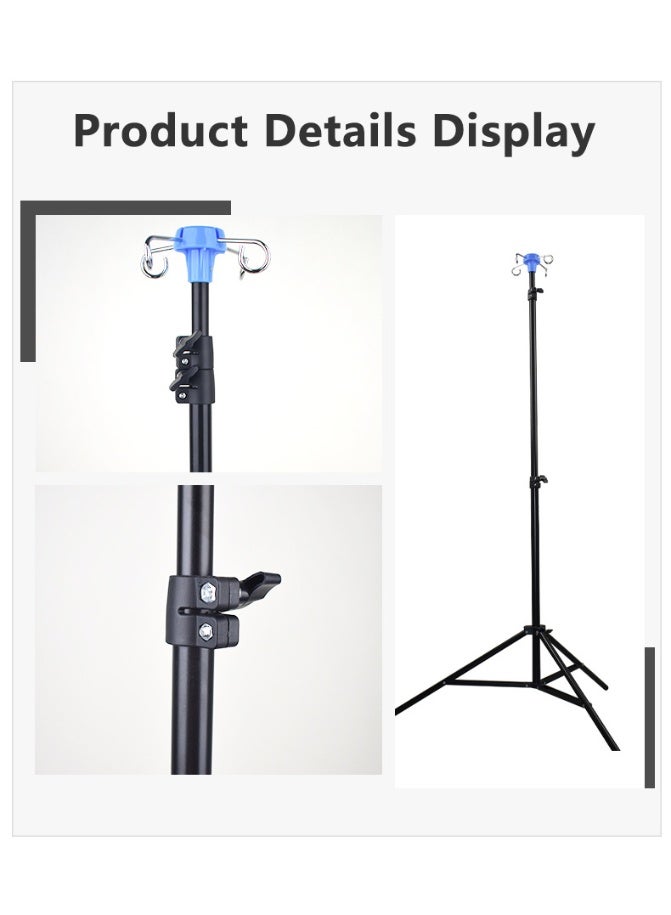 XiuWoo Extendable Metal IV Poles, Portable Tripod IV Poles Stand, Collapsible IV Drip Bag Floor Stand, Steel Infusion Stand with 4 Hook for Travel, Hospital, Clinic, Home Care Adjustable 70-210cm  - Image 3