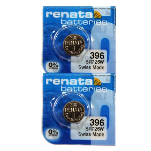 Renata بطاريات ريناتا 396 SR726W - 1.55 فولت أكسيد الفضة 396 لساعة (عبوة 2) - Image 1