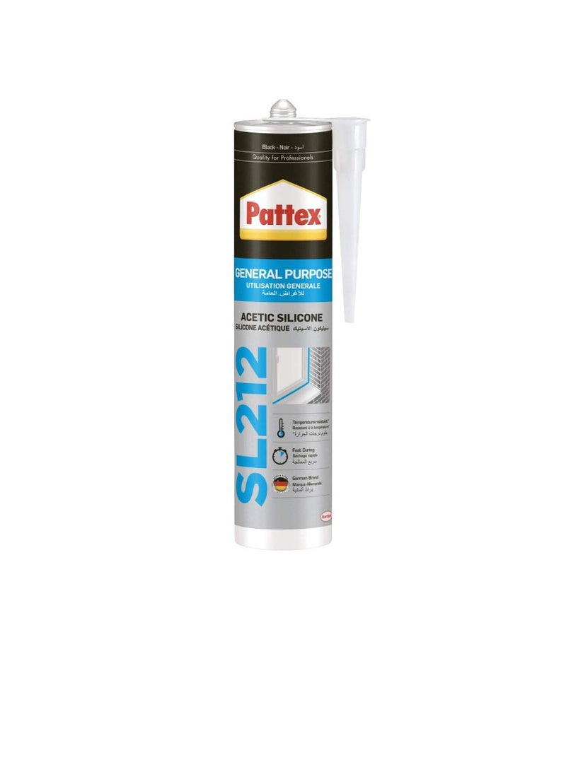 Pattex General Purpose SL212 Acetic Silicone (Black-Noir) - 280ml - Image 1