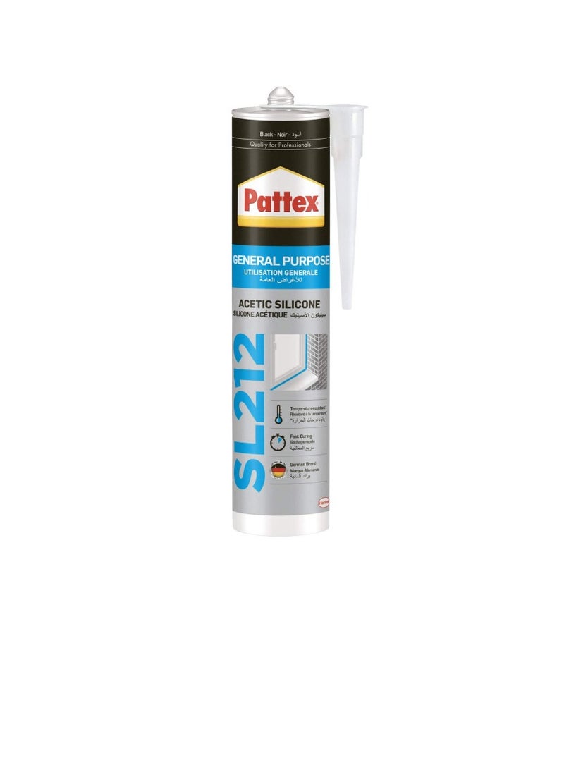 Pattex General Purpose SL212 Acetic Silicone (Black-Noir) - 280ml - Image 2