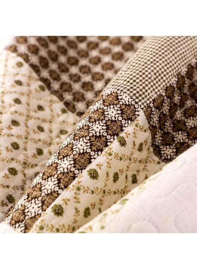 YAYIDAY Cotton Patchwork Quilt Set Bedspread King Size - Breathable Quilted Floral Blanket with Shams, Bedding Modern Coverlet King - Image 5