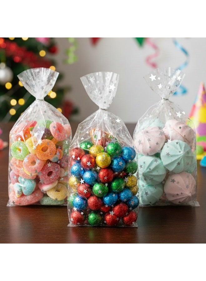 Ethic Solutions 100pcs of 12.7cm x 17.8cm (5" x 7") Printed Cellophane Bags - Clear Treat Bags with Decorative Pattern for Cookies, Candy, Gifts & Party Favors - Open-Top - Image 1