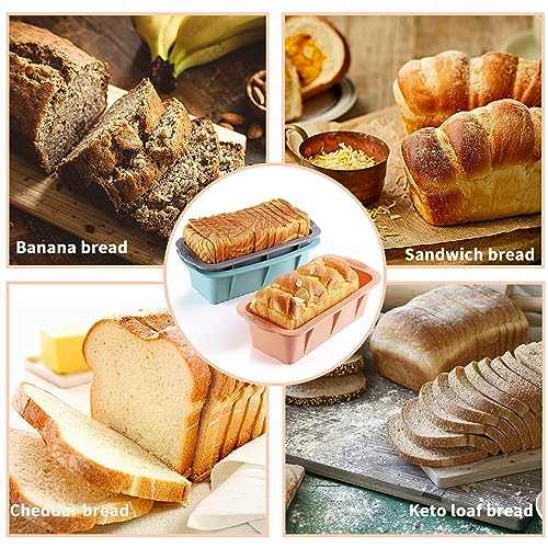 MONGSEW 3PCS Silicone Bread Loaf Pan, Non-Stick Bread Pans for Baking, Easy Release Loaf Pan, Great for Homemade Bread, Cakes, Brownies, Dishwasher Safe (3 Colors, Nesting Design) - Image 5