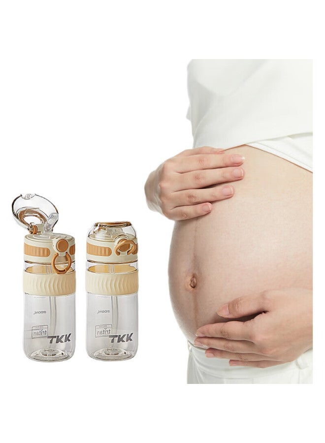 Tkk Straw Cup For Pregnant And Postpartum Women, Sugar-Resistant Graduated Water Cup, Heat-Resistant, For Maternity, Postpartum, Elderly Bedridden Or Lying Down Drinking Water - Image 1