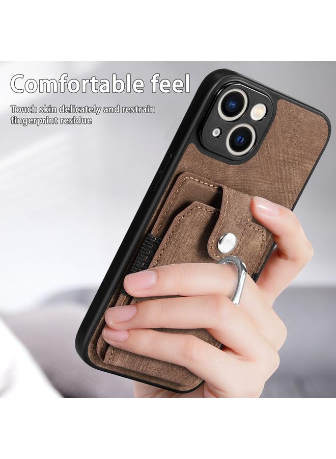 Zaboon Case For iPhone 12 mini Retro Skin-feel Ring Card Wallet Phone Case - Image 3