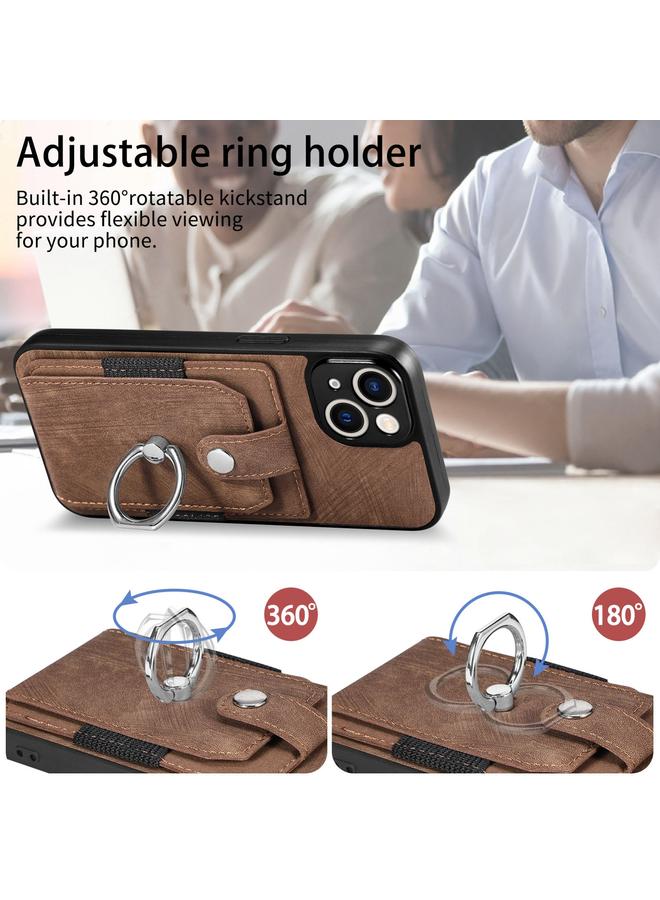 Zaboon Case For iPhone 12 mini Retro Skin-feel Ring Card Wallet Phone Case - Image 4