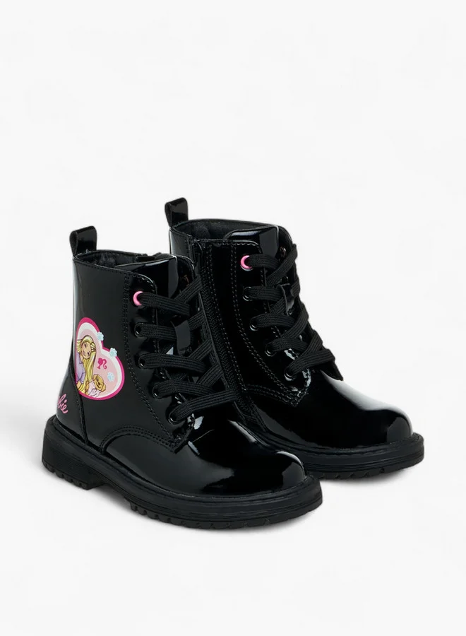 Barbie Printed Ankle Boots with Zip Closure