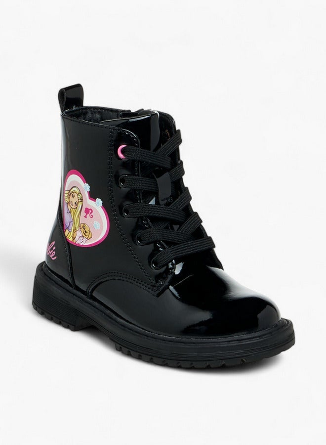 Barbie Printed Ankle Boots with Zip Closure - Image 2