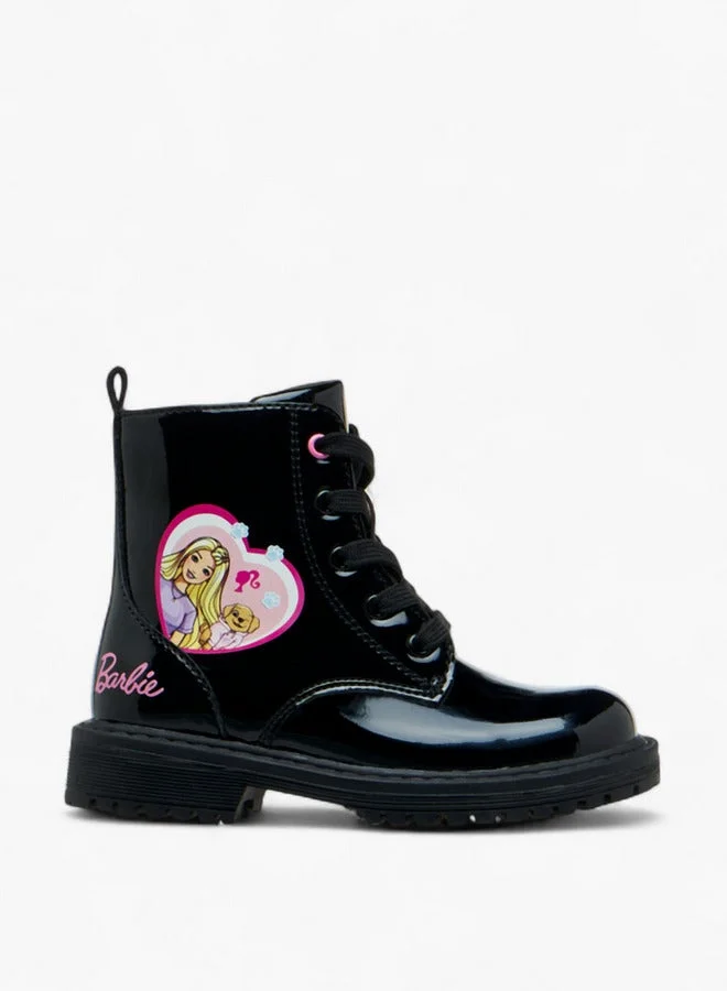 Barbie Printed Ankle Boots with Zip Closure