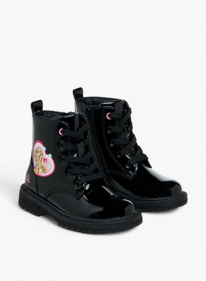 Barbie Printed Ankle Boots with Zip Closure - Image 3
