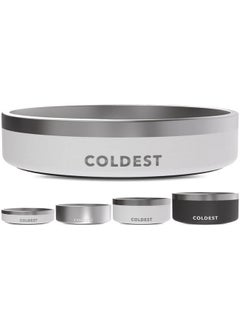 THE COLDEST WATER Coldest Dog Bowl - Anti Rust Metal, Non Slip, 3 Layers Insulated Stainless Steel Dog Bowls - Spill Proof & Heavy Duty - Water Bowl for Dogs, Cats & Pets, Dish Washer Safe (21 oz, Epic White)  - Image 1