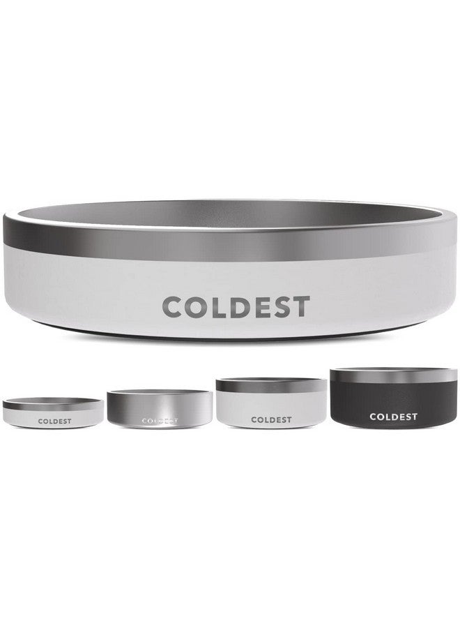 ذا كولديست ووتر وعاء طعام للكلاب - مصنوع من معدن مقاوم للصدأ، غير قابل للانزلاق، معزول بثلاث طبقات من الفولاذ المقاوم للصدأ - مقاوم للانسكاب ومتين - وعاء ماء للكلاب والقطط والحيوانات الأليفة، آمن للغسل في غسالة الأطباق (21 أونصة، أبيض لامع) - Image 1