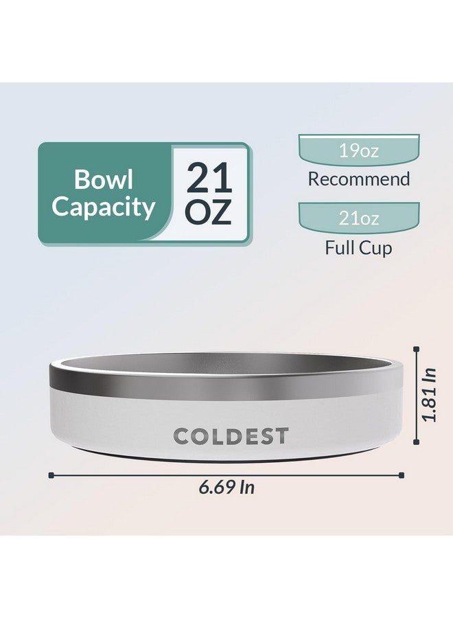ذا كولديست ووتر وعاء طعام للكلاب - مصنوع من معدن مقاوم للصدأ، غير قابل للانزلاق، معزول بثلاث طبقات من الفولاذ المقاوم للصدأ - مقاوم للانسكاب ومتين - وعاء ماء للكلاب والقطط والحيوانات الأليفة، آمن للغسل في غسالة الأطباق (21 أونصة، أبيض لامع) - Image 4