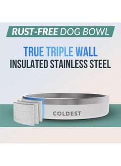 THE COLDEST WATER Coldest Dog Bowl - Anti Rust Metal, Non Slip, 3 Layers Insulated Stainless Steel Dog Bowls - Spill Proof & Heavy Duty - Water Bowl for Dogs, Cats & Pets, Dish Washer Safe (21 oz, Epic White)  - Image 3
