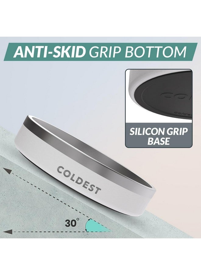 ذا كولديست ووتر وعاء طعام للكلاب - مصنوع من معدن مقاوم للصدأ، غير قابل للانزلاق، معزول بثلاث طبقات من الفولاذ المقاوم للصدأ - مقاوم للانسكاب ومتين - وعاء ماء للكلاب والقطط والحيوانات الأليفة، آمن للغسل في غسالة الأطباق (21 أونصة، أبيض لامع) - Image 2