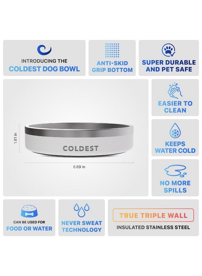 ذا كولديست ووتر وعاء طعام للكلاب - مصنوع من معدن مقاوم للصدأ، غير قابل للانزلاق، معزول بثلاث طبقات من الفولاذ المقاوم للصدأ - مقاوم للانسكاب ومتين - وعاء ماء للكلاب والقطط والحيوانات الأليفة، آمن للغسل في غسالة الأطباق (21 أونصة، أبيض لامع) - Image 5