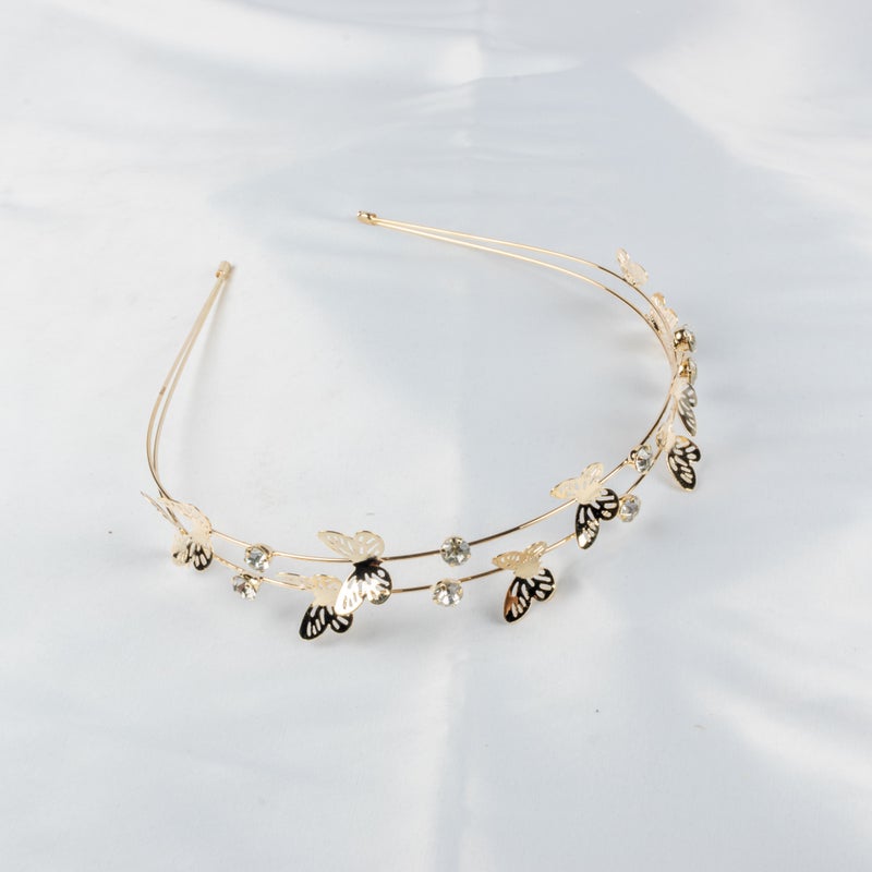 Golden Metal Zirconic Butterfly Headpiece
