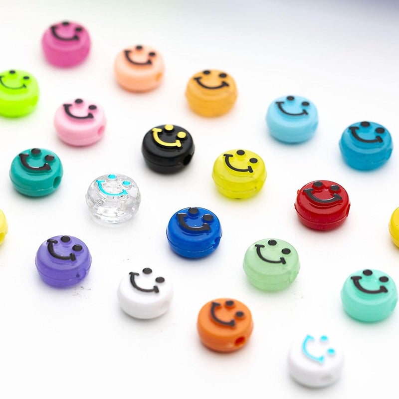 480 Pcs 14 Colors Acrylic Smiley Face Beads for Jewelry Bracelet Earring Necklace Craft Mobile Phone Pendant Making Kit (Multicolor) - Image 4