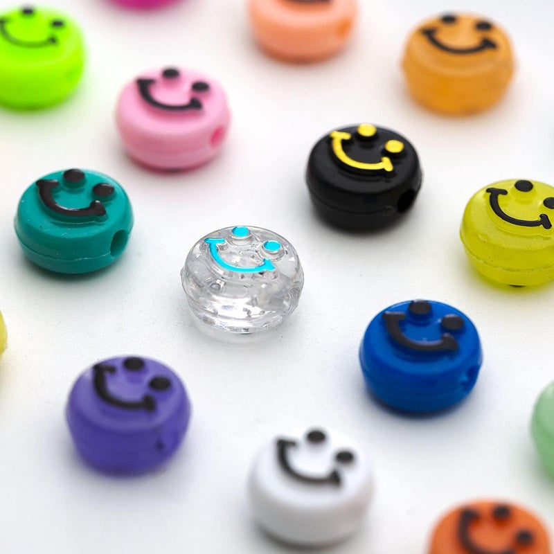 480 Pcs 14 Colors Acrylic Smiley Face Beads for Jewelry Bracelet Earring Necklace Craft Mobile Phone Pendant Making Kit (Multicolor) - Image 5
