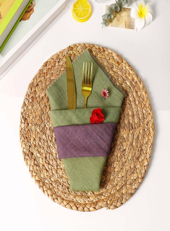 Wonlex Cloth Napkin Double-Layer Set of 10, Cotton AB Surface Reusable Table Dinner Napkins Cloth with Elegant Fringe for Everyday Use, Home Decor, Family Event Parties(Green-Purple) - Image 5