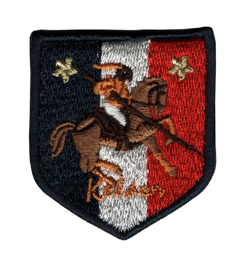Generic Horseback Warrior Applique Embroidered Sew-on Patch ; Size Small: 4.3cm x 4.3cm for Jackets, Bags, Caps, T-Shirts, Jeans, Outdoor Clothing ; Imported from Malaysia (1 Piece). (Code: SBX-225a)  - Image 1