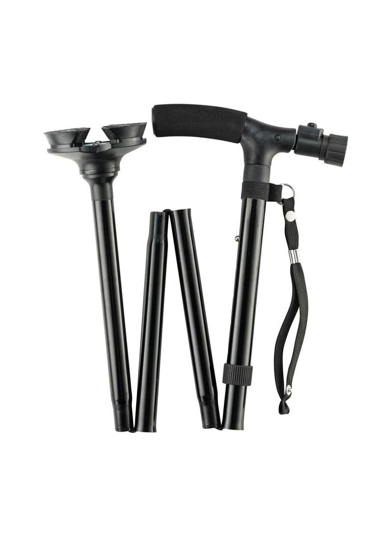 Bukela - Folding Cane with Led Light, Adjustable Canes for Men and Women, Walking Stick for Elderly with Cushion Handle and Pivoting Quad Base for Hiking Mountain Climbing Backpacker - Image 1
