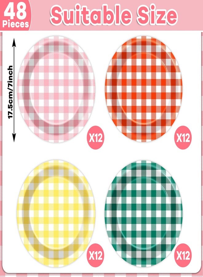 Lonfliness 48Pcs Camp Checked Paper Plates 7Inch Summer Checkered Bachelorette Party Supplies Decorations VBS Glamping Birthday Tableware Dinnerware Set Plaid Themed Party Favors for Baby Bridal Shower - Image 2