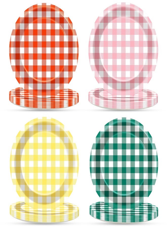Lonfliness 48Pcs Camp Checked Paper Plates 7Inch Summer Checkered Bachelorette Party Supplies Decorations VBS Glamping Birthday Tableware Dinnerware Set Plaid Themed Party Favors for Baby Bridal Shower - Image 1