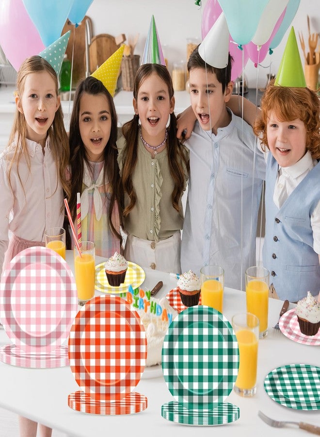 Lonfliness 48Pcs Camp Checked Paper Plates 7Inch Summer Checkered Bachelorette Party Supplies Decorations VBS Glamping Birthday Tableware Dinnerware Set Plaid Themed Party Favors for Baby Bridal Shower - Image 5