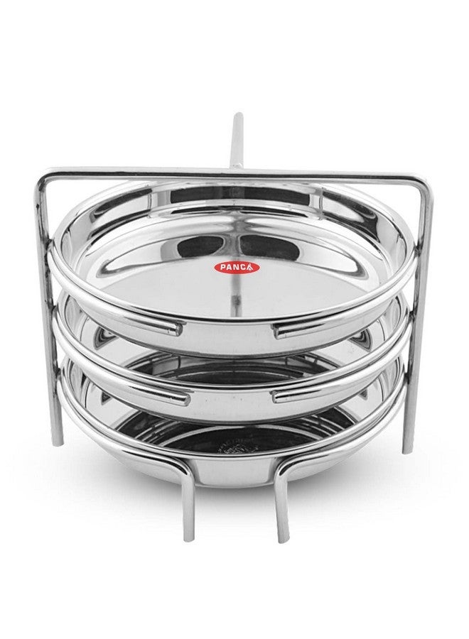 PANCA Stainless Steel Dhokla Maker, Thatte Idli Maker, 3 Big Plates, 16 cm Plates Set With Stand, Fits in all Cookers, Dhokla Stand | Dhokla Plate Only | Thattu Idli Plate | Idli and Dhokla Maker | Khaman Dhokla Plate - Image 1