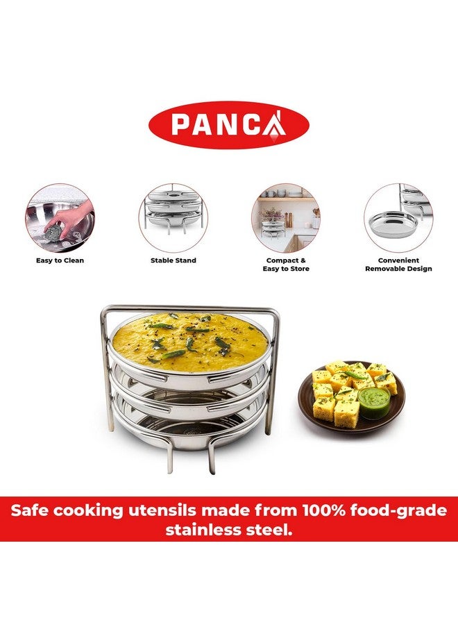 PANCA Stainless Steel Dhokla Maker, Thatte Idli Maker, 3 Big Plates, 16 cm Plates Set With Stand, Fits in all Cookers, Dhokla Stand | Dhokla Plate Only | Thattu Idli Plate | Idli and Dhokla Maker | Khaman Dhokla Plate - Image 5