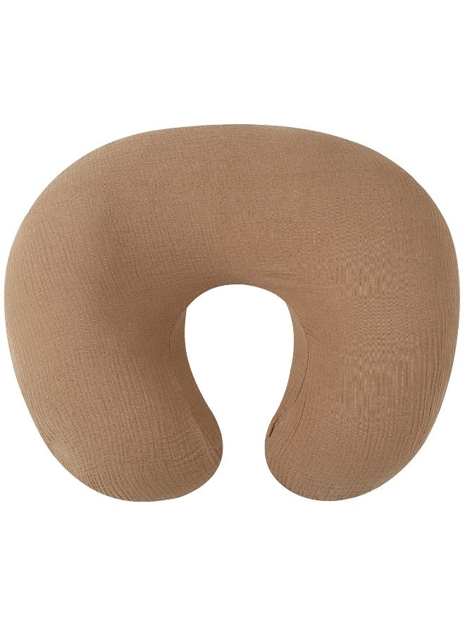 Onacosht Muslin Nursing Pillow Cover Soft 100% Cotton Feeding Pillow Slipcover Fits Standard Infant Nursing Pillow for Baby Girl and Boy, Brown - Image 1
