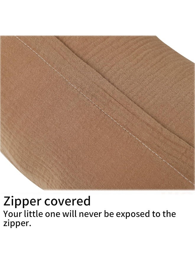Onacosht Muslin Nursing Pillow Cover Soft 100% Cotton Feeding Pillow Slipcover Fits Standard Infant Nursing Pillow for Baby Girl and Boy, Brown - Image 5
