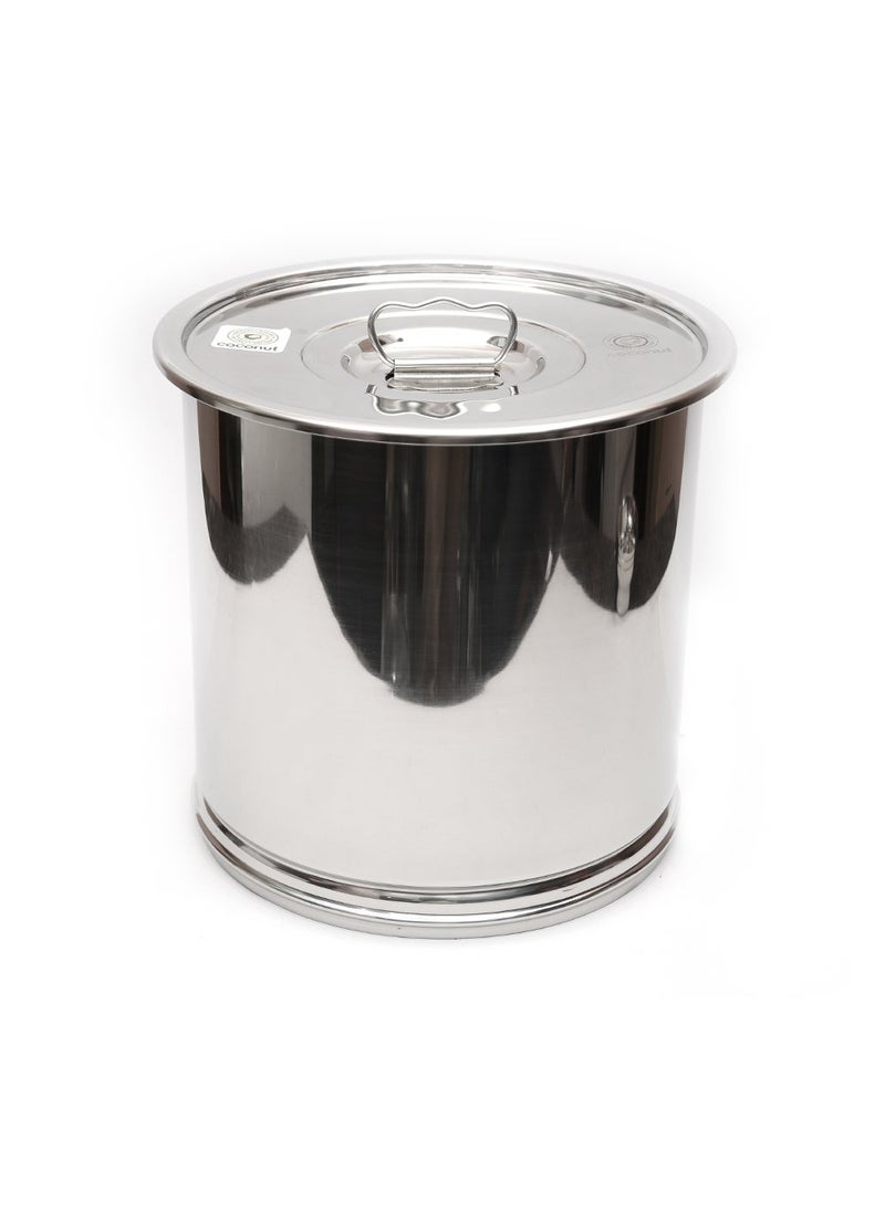 Coconut coconut Stainless Steel Drum/Grain Storage Container with Lid (13, Cylindrical, 1, Pavali Drum)  - Image 2