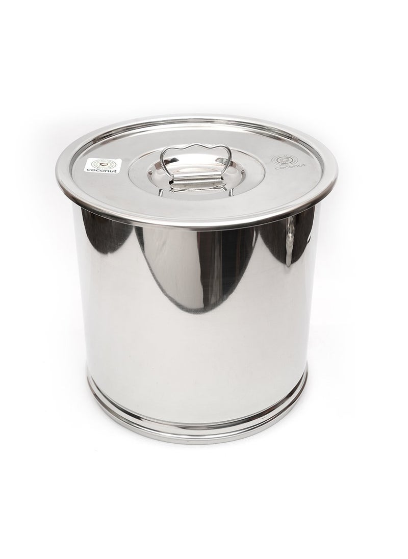 Coconut coconut Stainless Steel Drum/Grain Storage Container with Lid (13, Cylindrical, 1, Pavali Drum)  - Image 1
