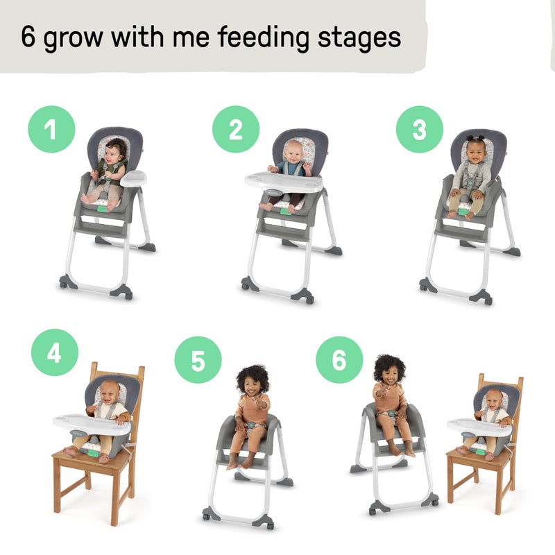 Ingenuity Full Course 6-in-1 High Chair - Baby to 5 Years Old, 6 Convertible Modes, 2 Dishwasher Safe Trays - Milly - Image 3