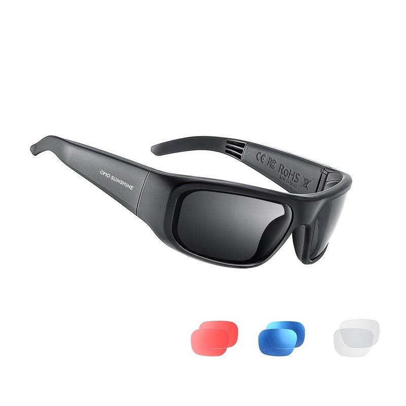 OhO sunshine Audio Sunglasses,Voice Control and Open Ear Style Listen Music and Calls with Volumn UP and Down, Bluetooth 5.0 Smart Glasses and IP44 Waterproof Feature for Outdoor Sports - Image 1